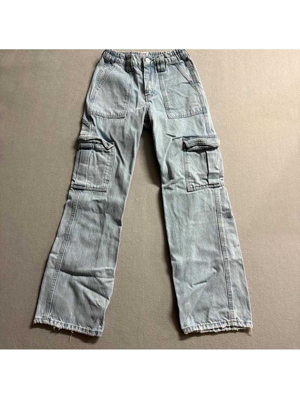 BDG Urban Outfitters Skate Cargo Jeans Womens W24 L32 Light Wash Elastic Waist